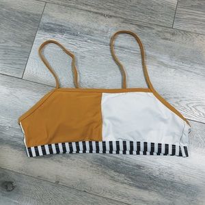 two toned and striped bikini swimsuit top
